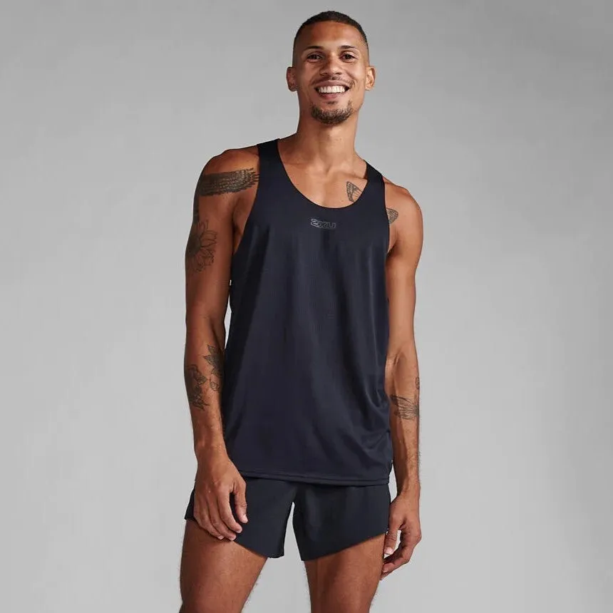 2XU Light Speed Tech Singlet | Black / Black Reflective | Mens