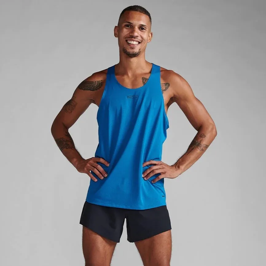 2XU Light Speed Tech Singlet | Seaport / Black Reflective | Mens