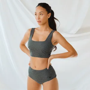 Black Checkers Olivia Swim Crop