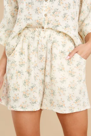 Blooming Head To Toe Ivory Floral Print Shorts