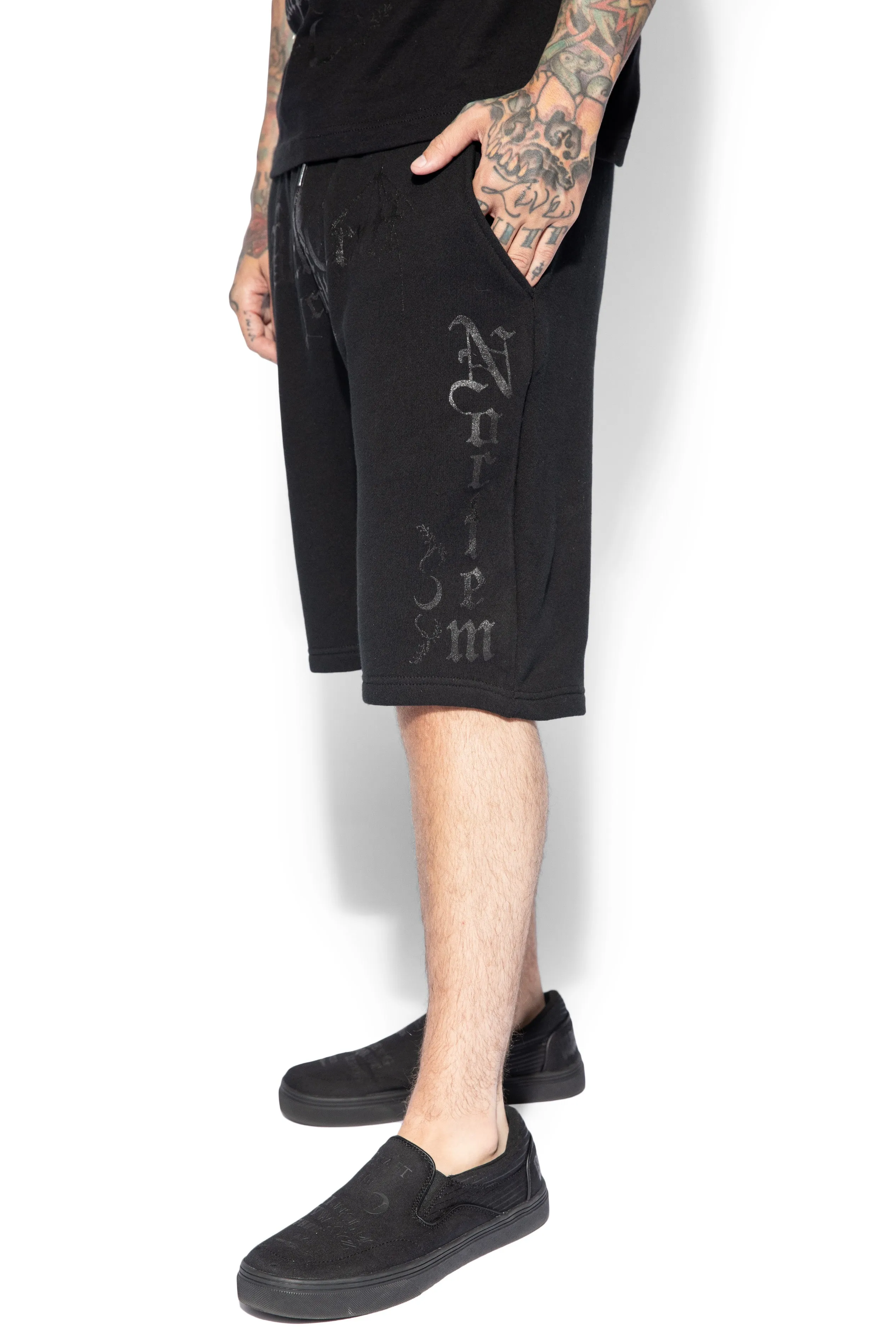 Carpe Noctem - Black On Black Sweat Shorts