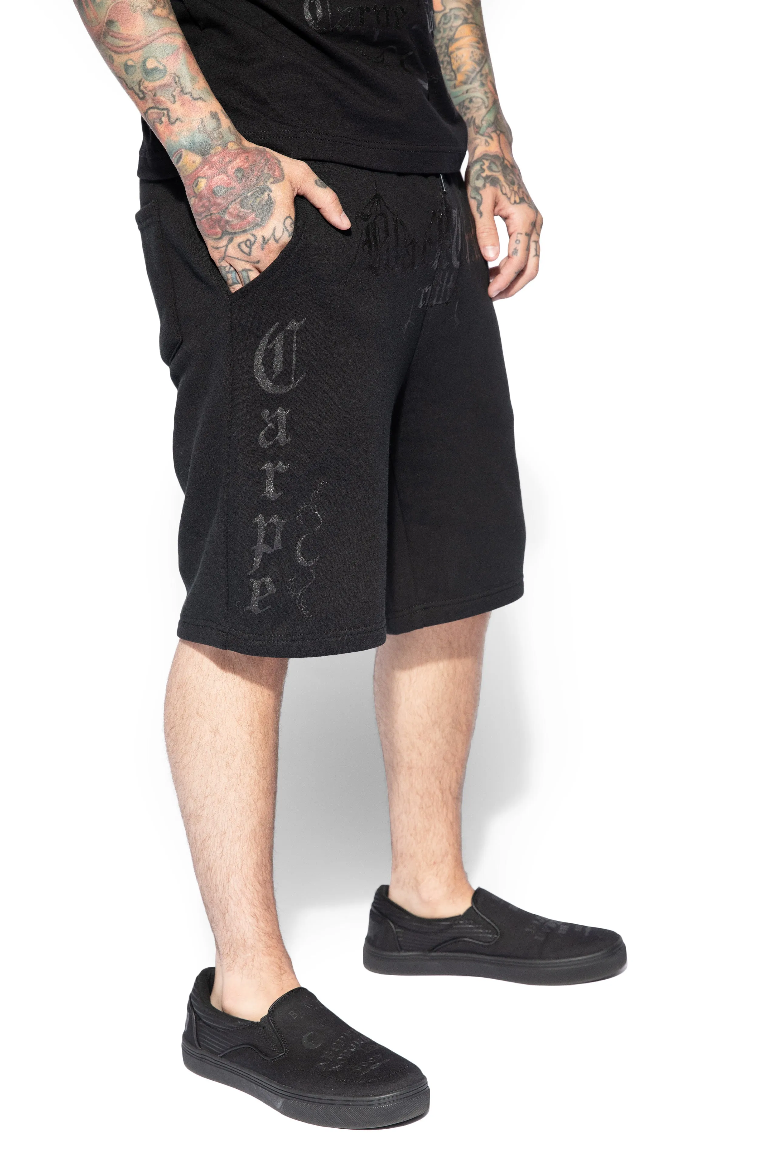 Carpe Noctem - Black On Black Sweat Shorts