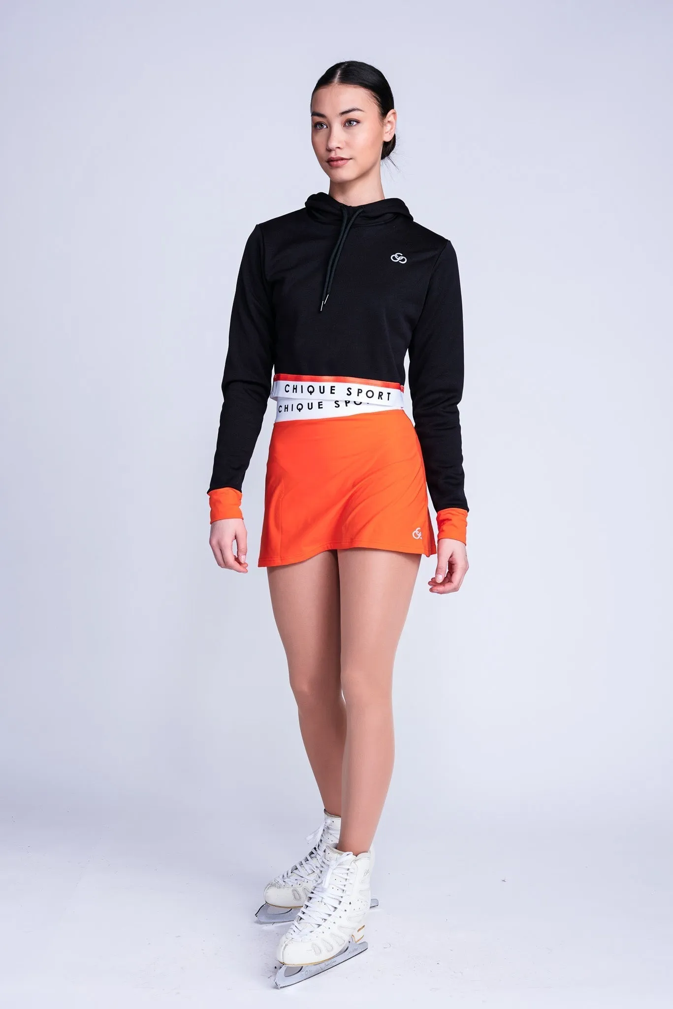 Fearless Crop Hoodie in Black and Orange