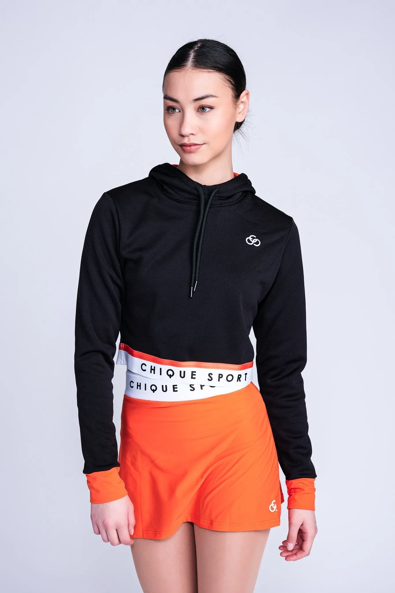 Fearless Crop Hoodie in Black and Orange