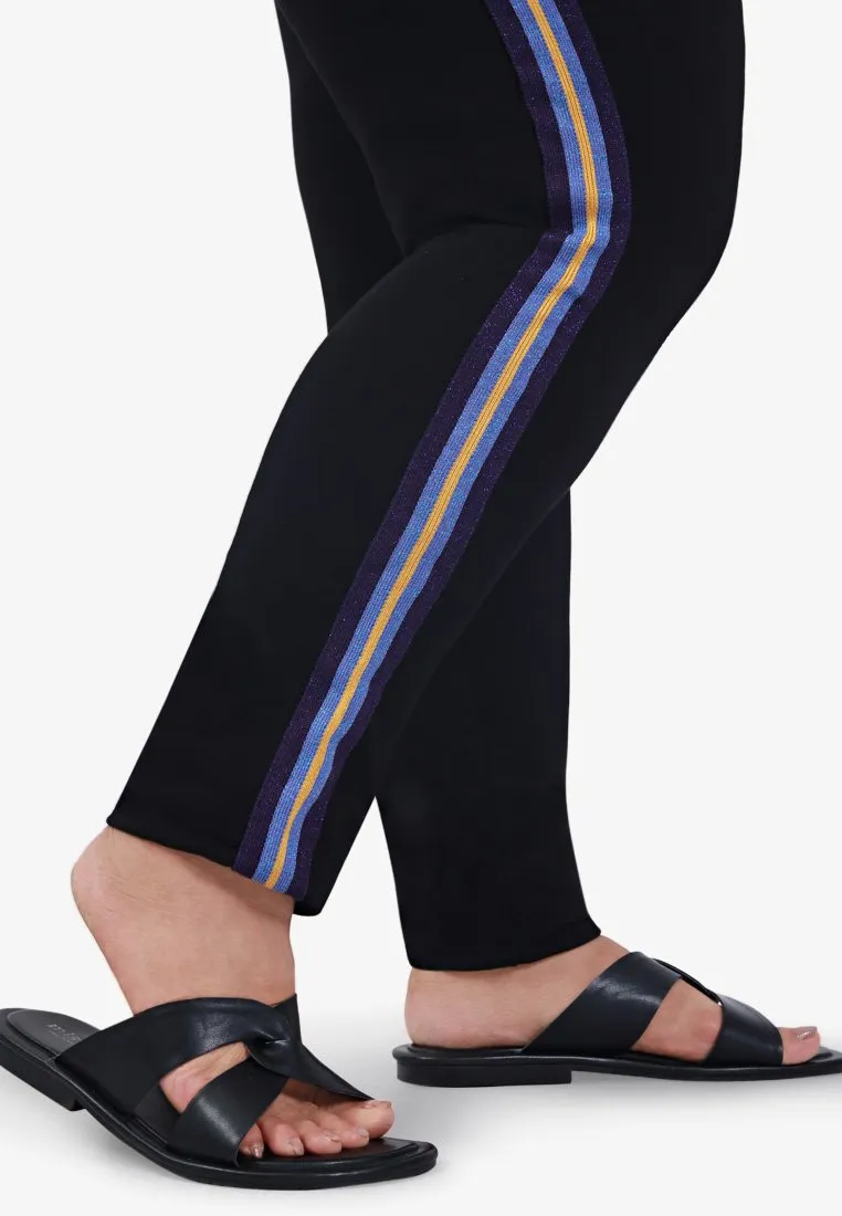 Glinnis Glitter Side Stripes Leggings - Blue Yellow