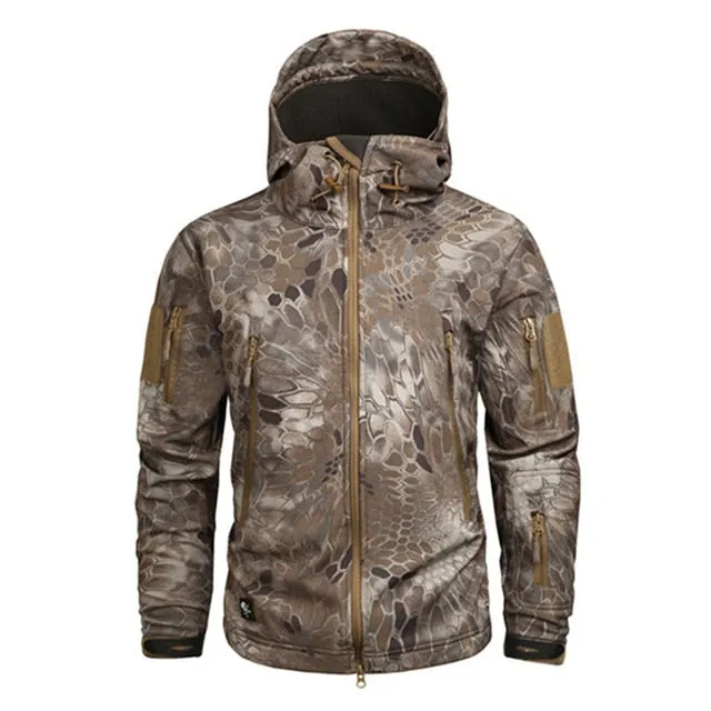 Men Pattern Soft Shell Jacket Rain and Wind Proof Mens Outerwear