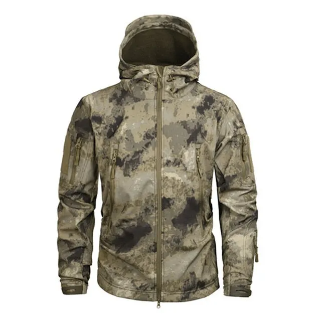 Men Pattern Soft Shell Jacket Rain and Wind Proof Mens Outerwear