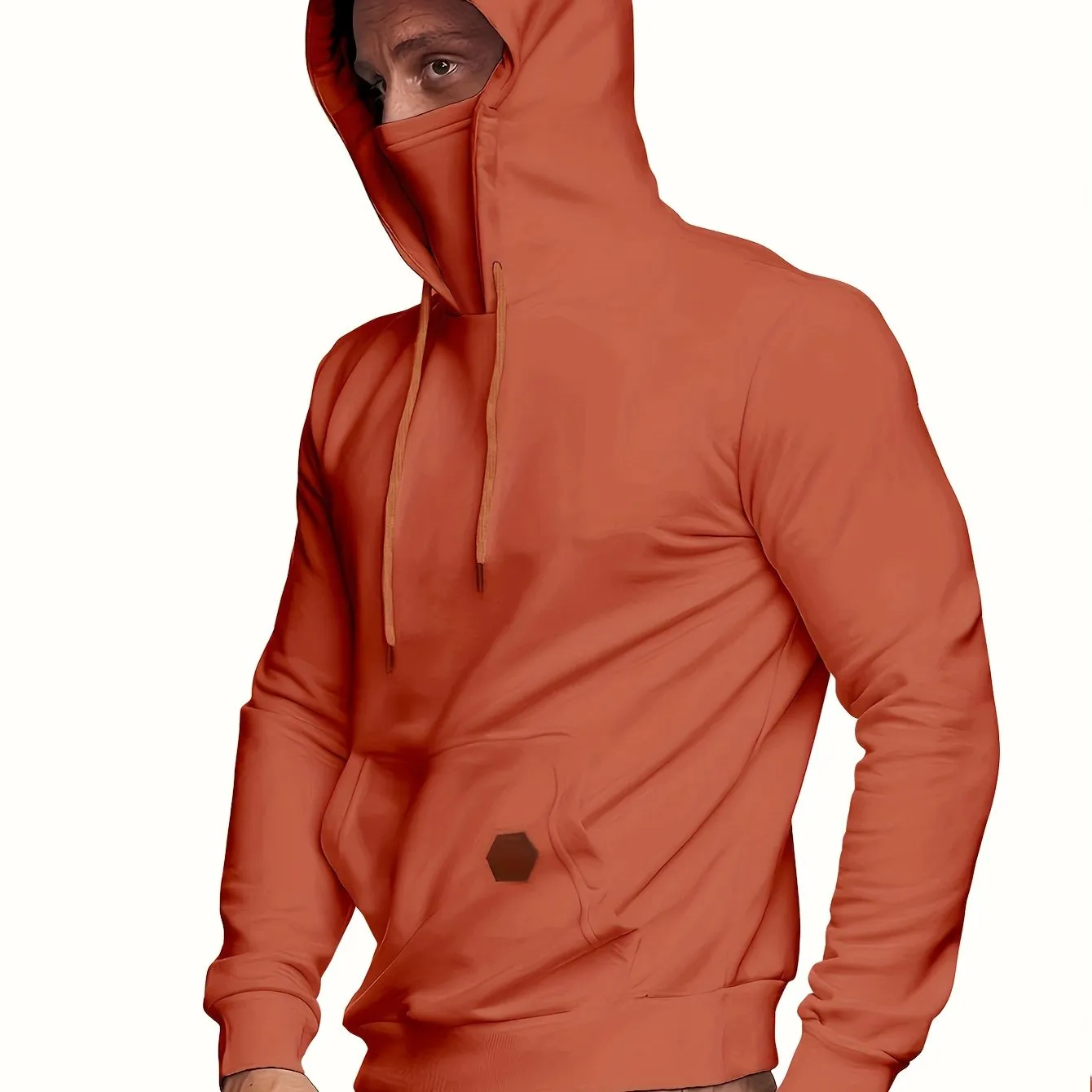 Multicolor Hooded Sweatshirt Stylish Face Cover for Men