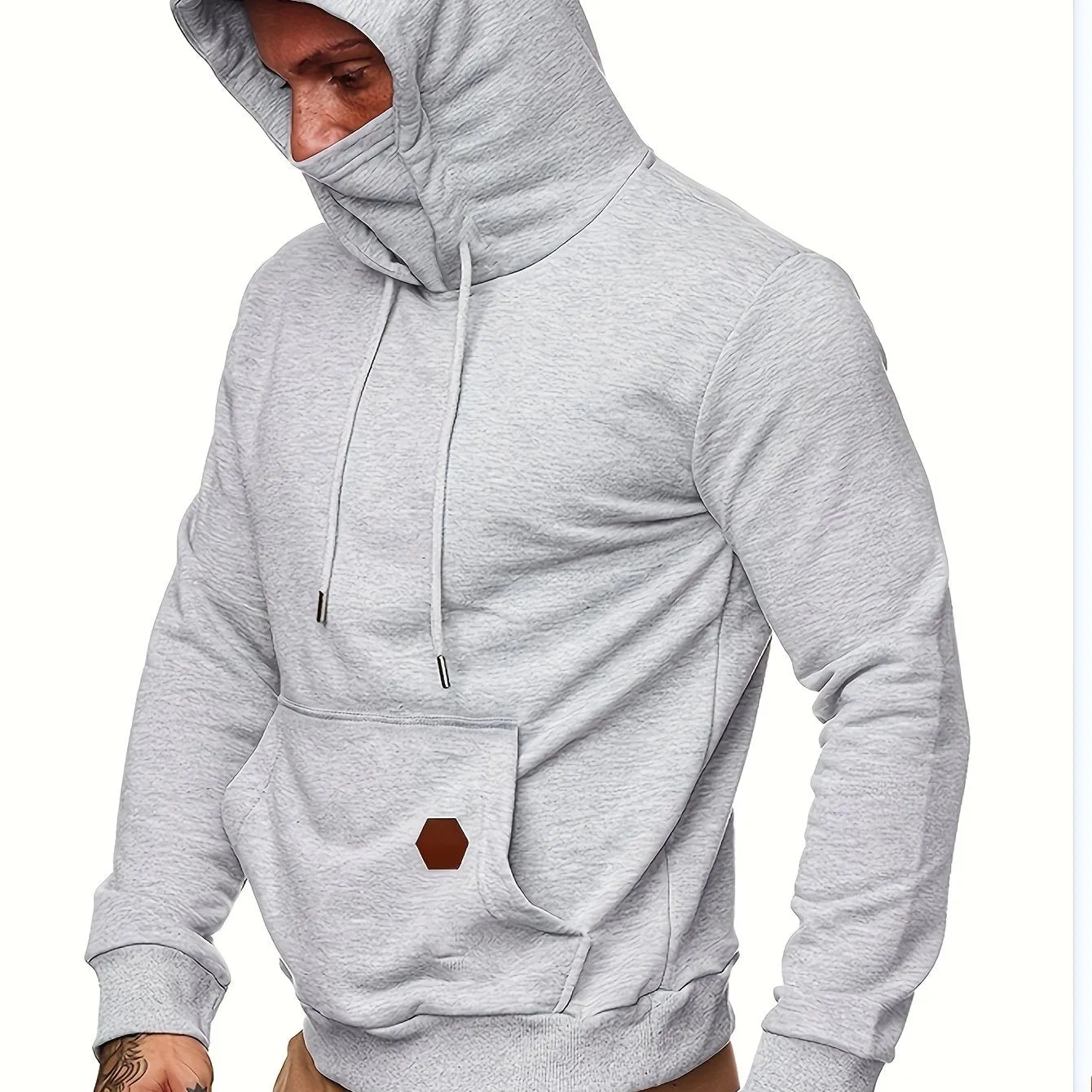 Multicolor Hooded Sweatshirt Stylish Face Cover for Men