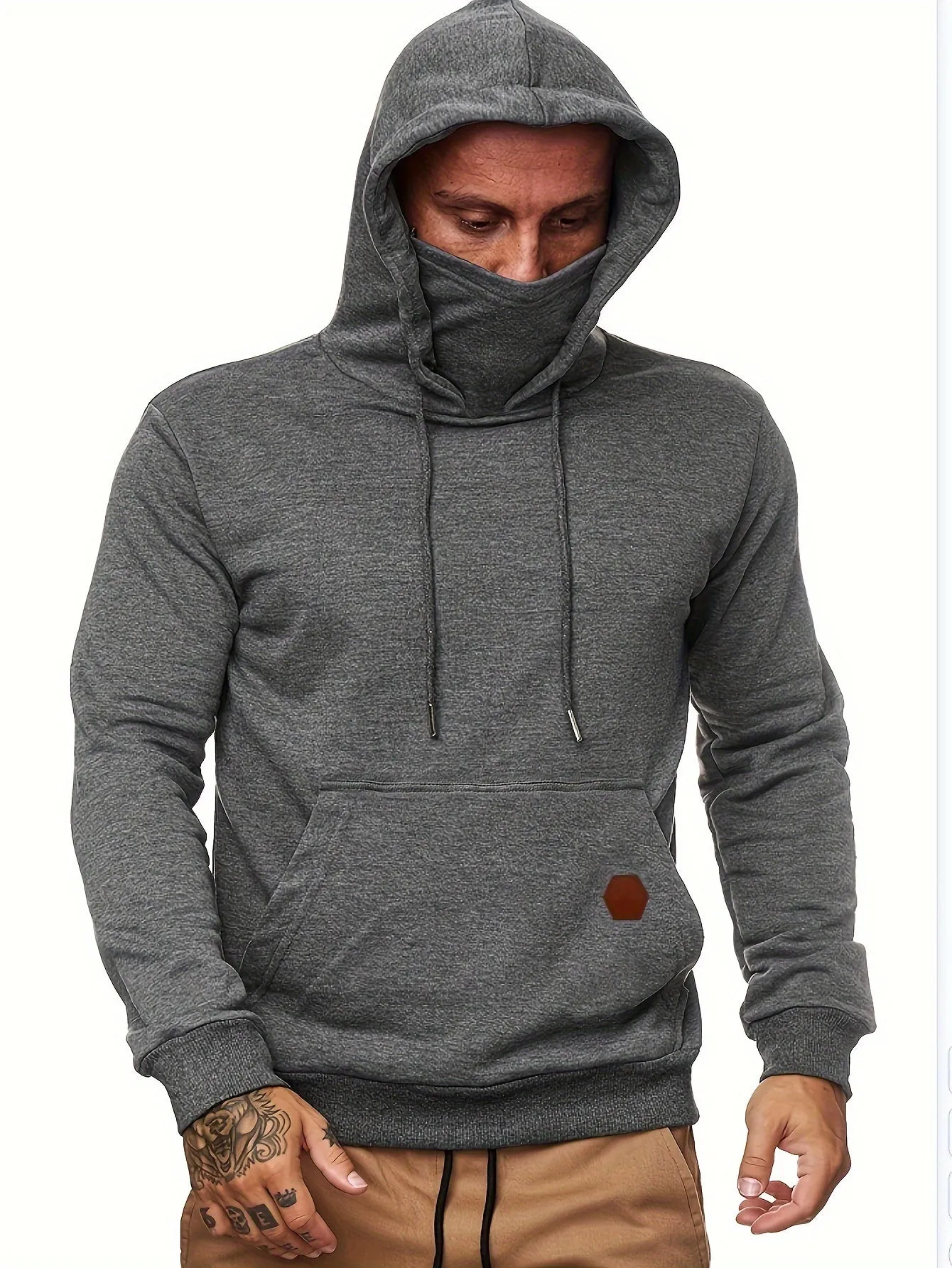 Multicolor Hooded Sweatshirt Stylish Face Cover for Men