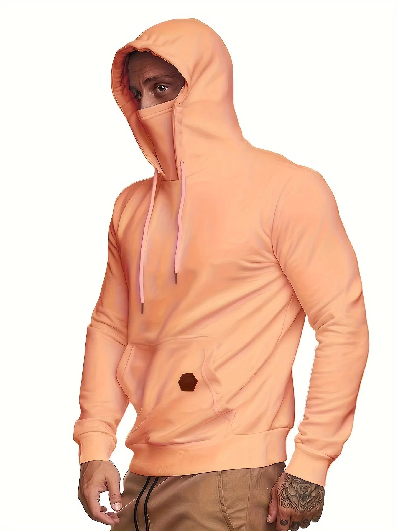 Multicolor Hooded Sweatshirt Stylish Face Cover for Men