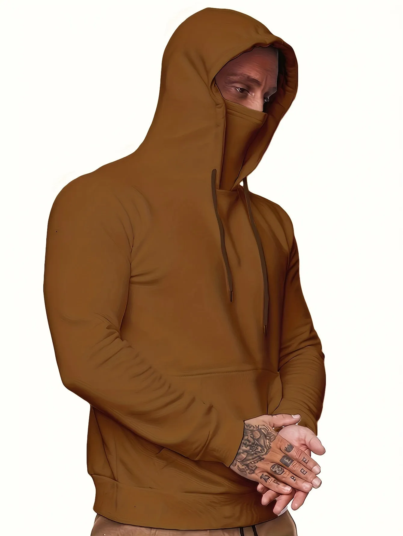 Multicolor Hooded Sweatshirt Stylish Face Cover for Men