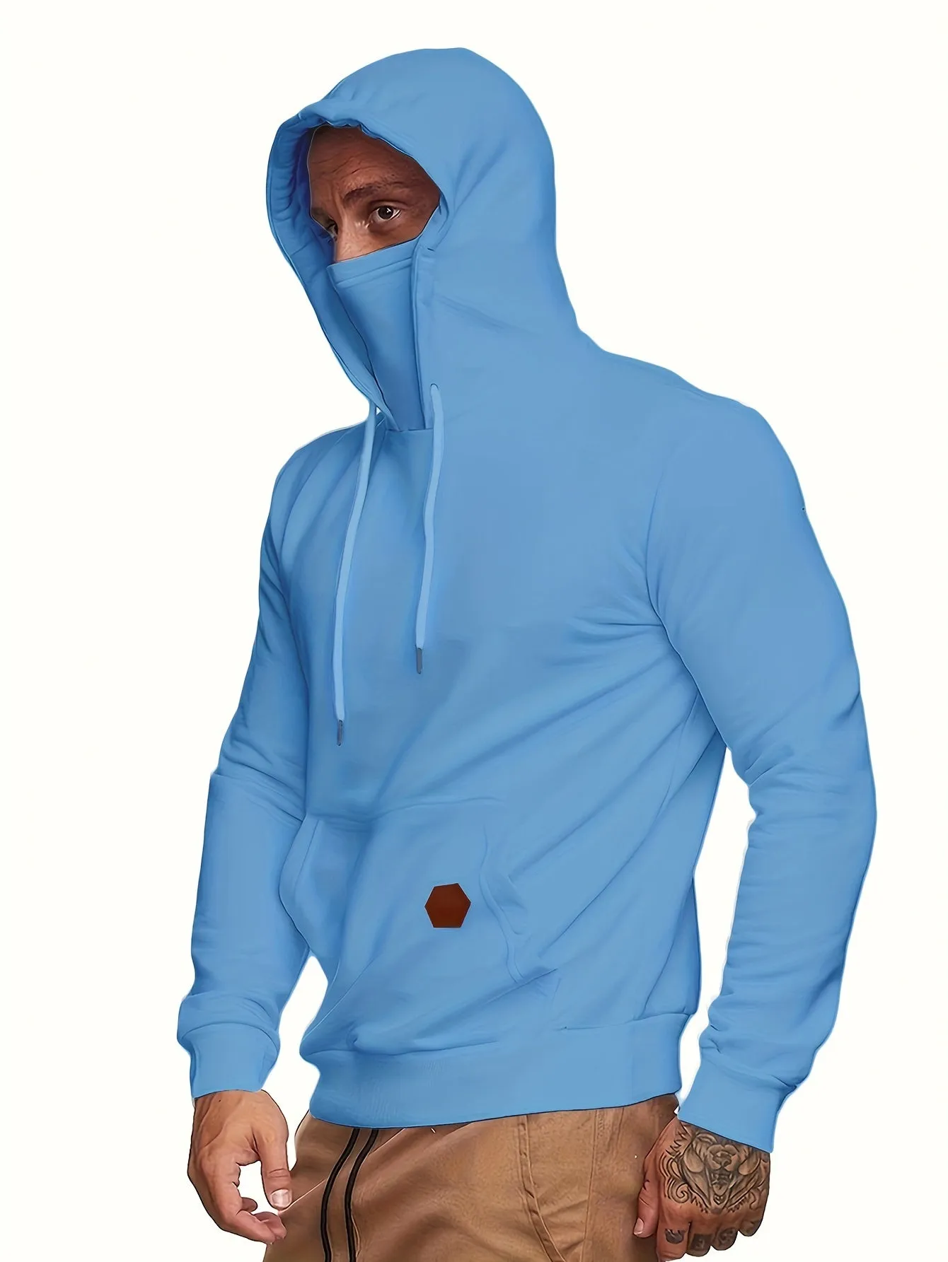 Multicolor Hooded Sweatshirt Stylish Face Cover for Men