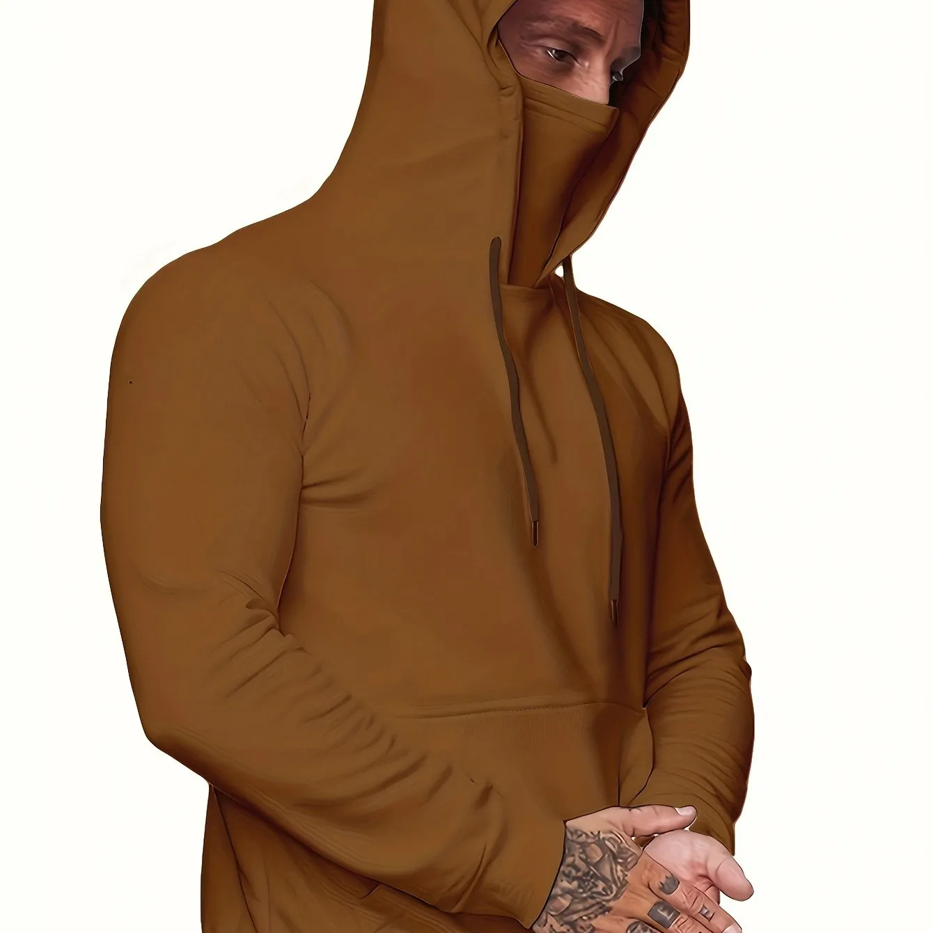 Multicolor Hooded Sweatshirt Stylish Face Cover for Men