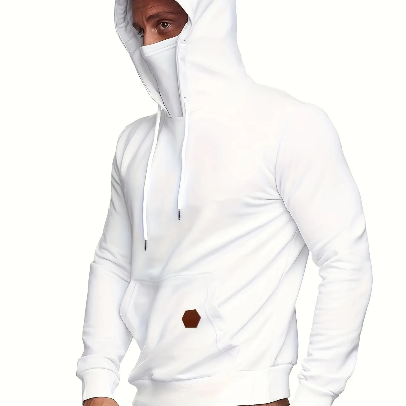 Multicolor Hooded Sweatshirt Stylish Face Cover for Men