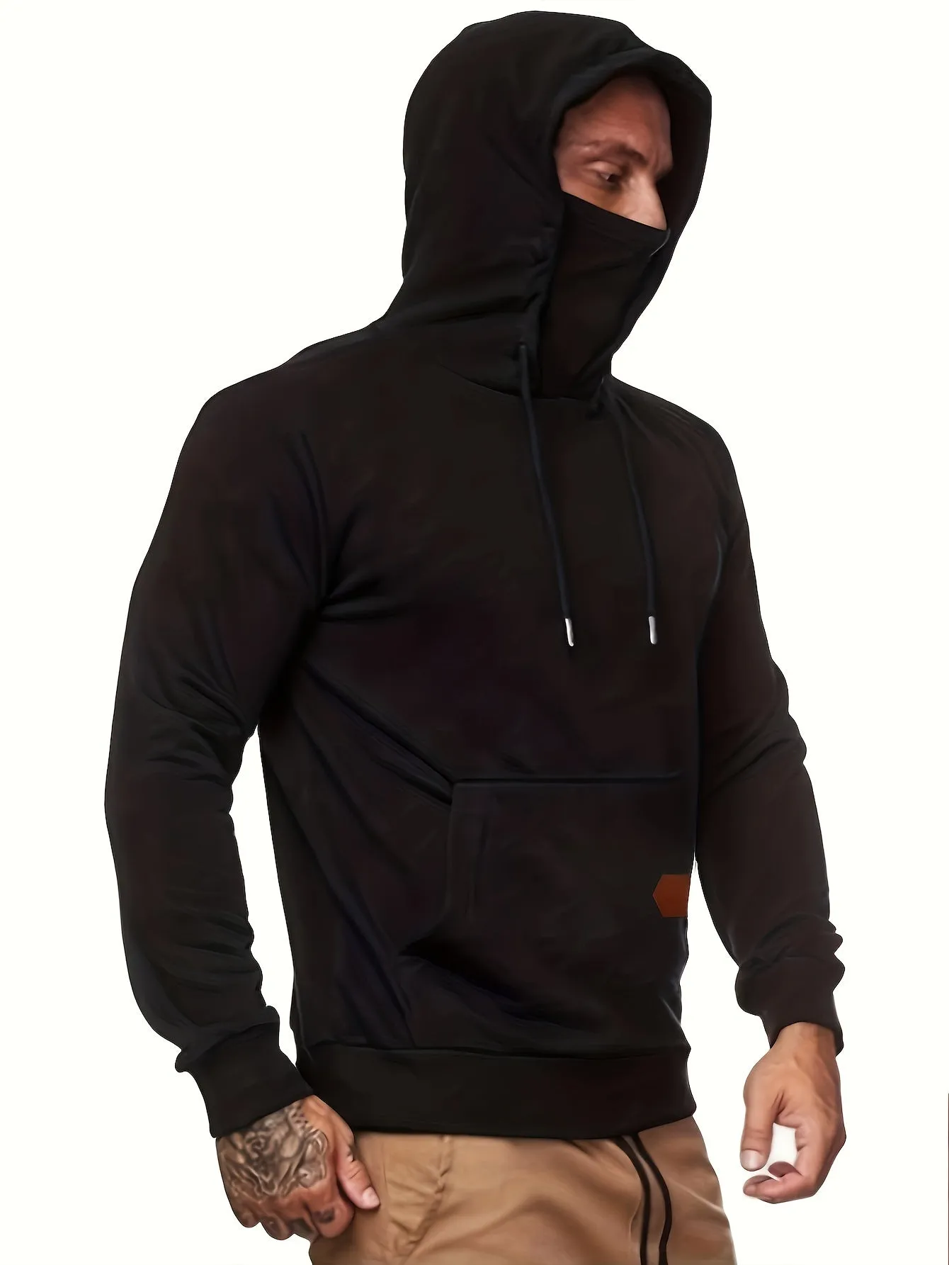 Multicolor Hooded Sweatshirt Stylish Face Cover for Men