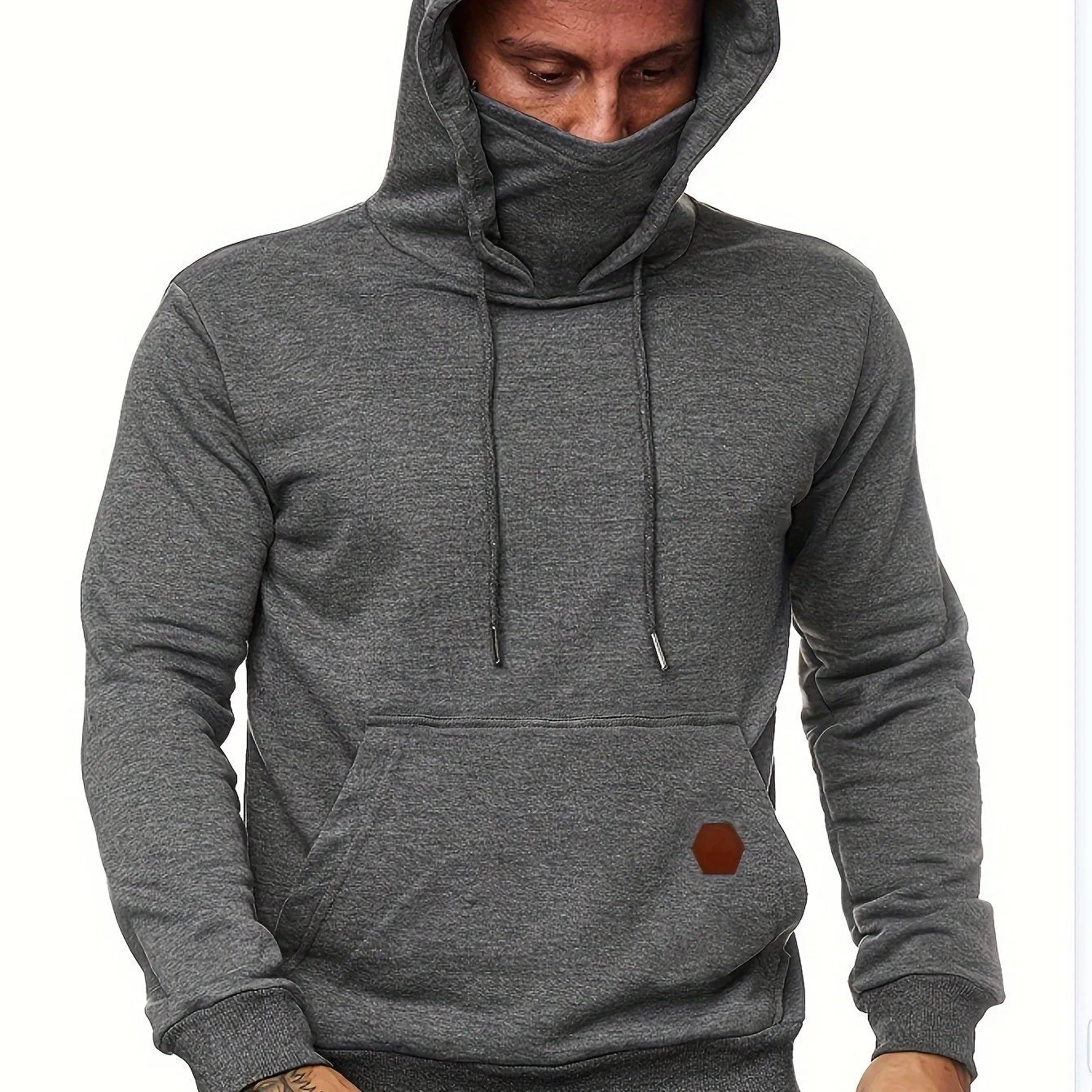 Multicolor Hooded Sweatshirt Stylish Face Cover for Men