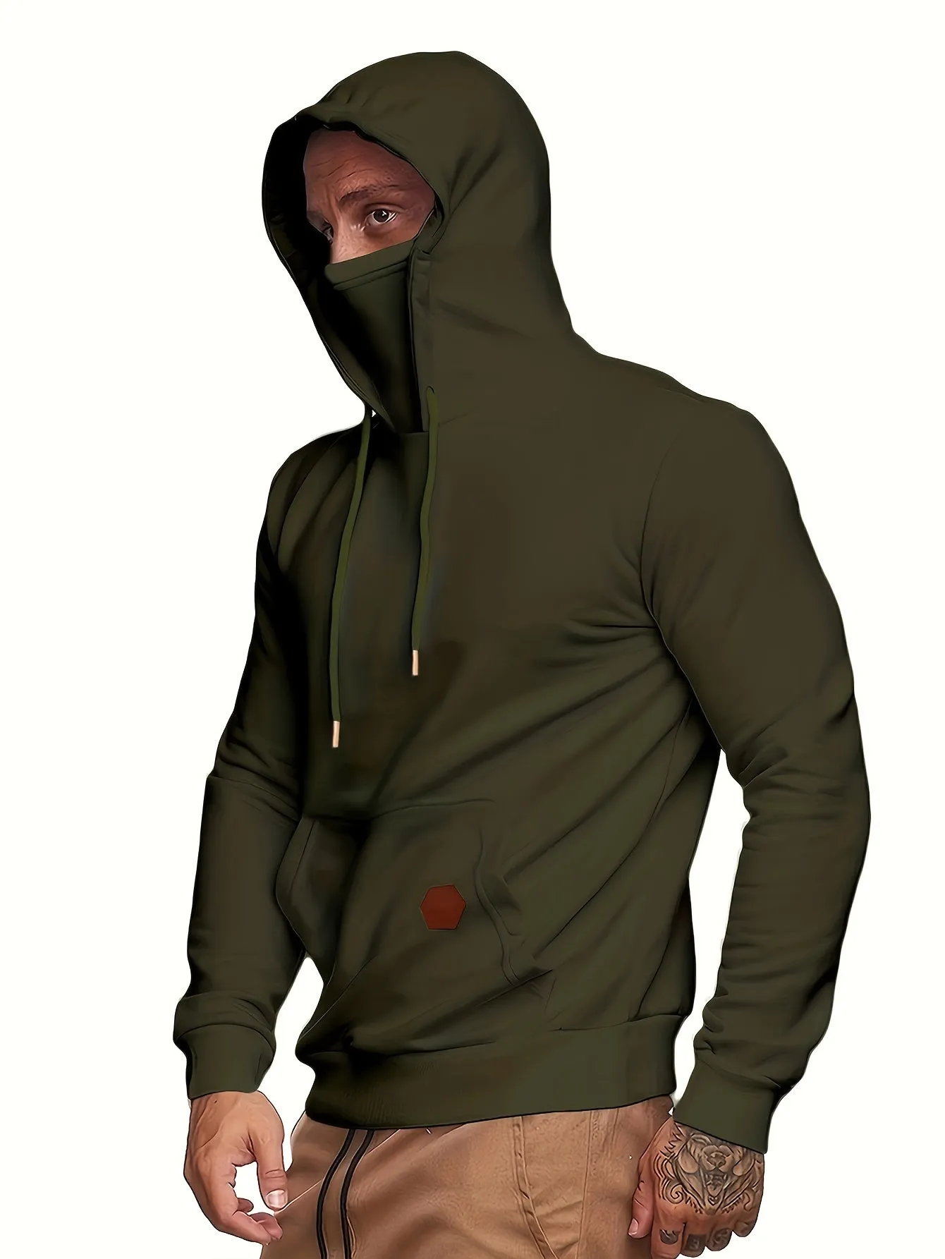 Multicolor Hooded Sweatshirt Stylish Face Cover for Men