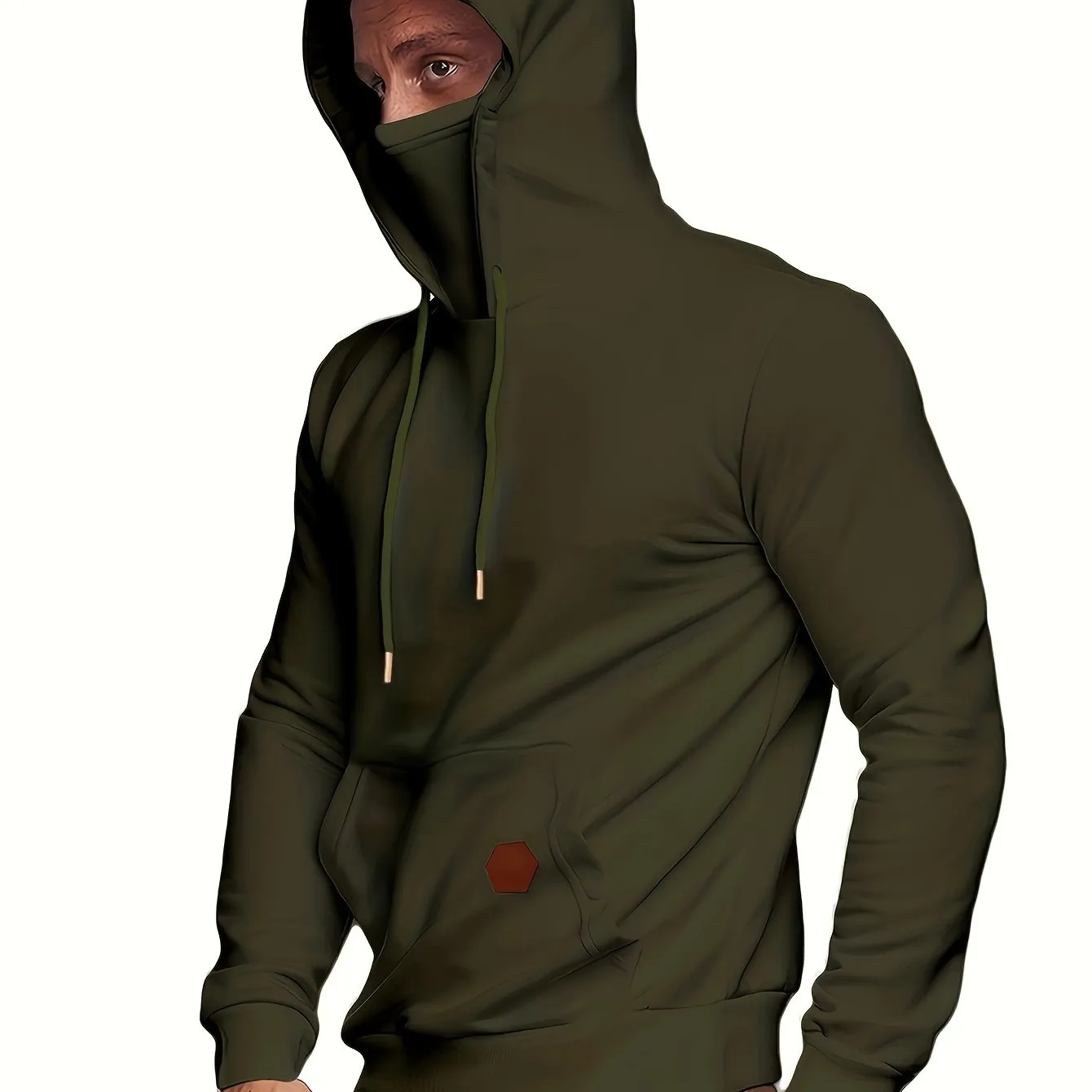 Multicolor Hooded Sweatshirt Stylish Face Cover for Men