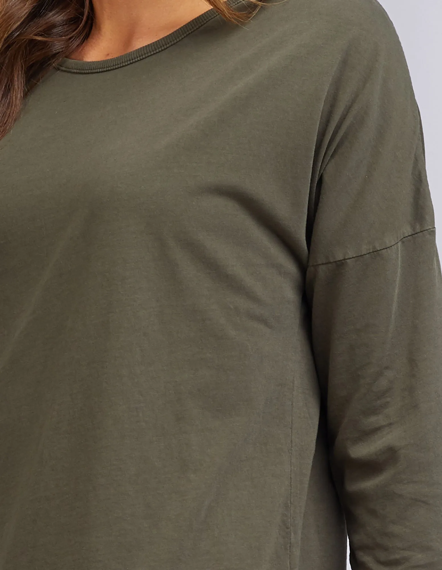 Rib Long Sleeve Washed Khaki