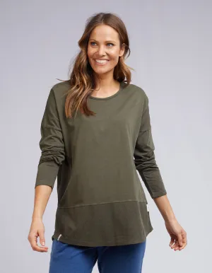 Rib Long Sleeve Washed Khaki