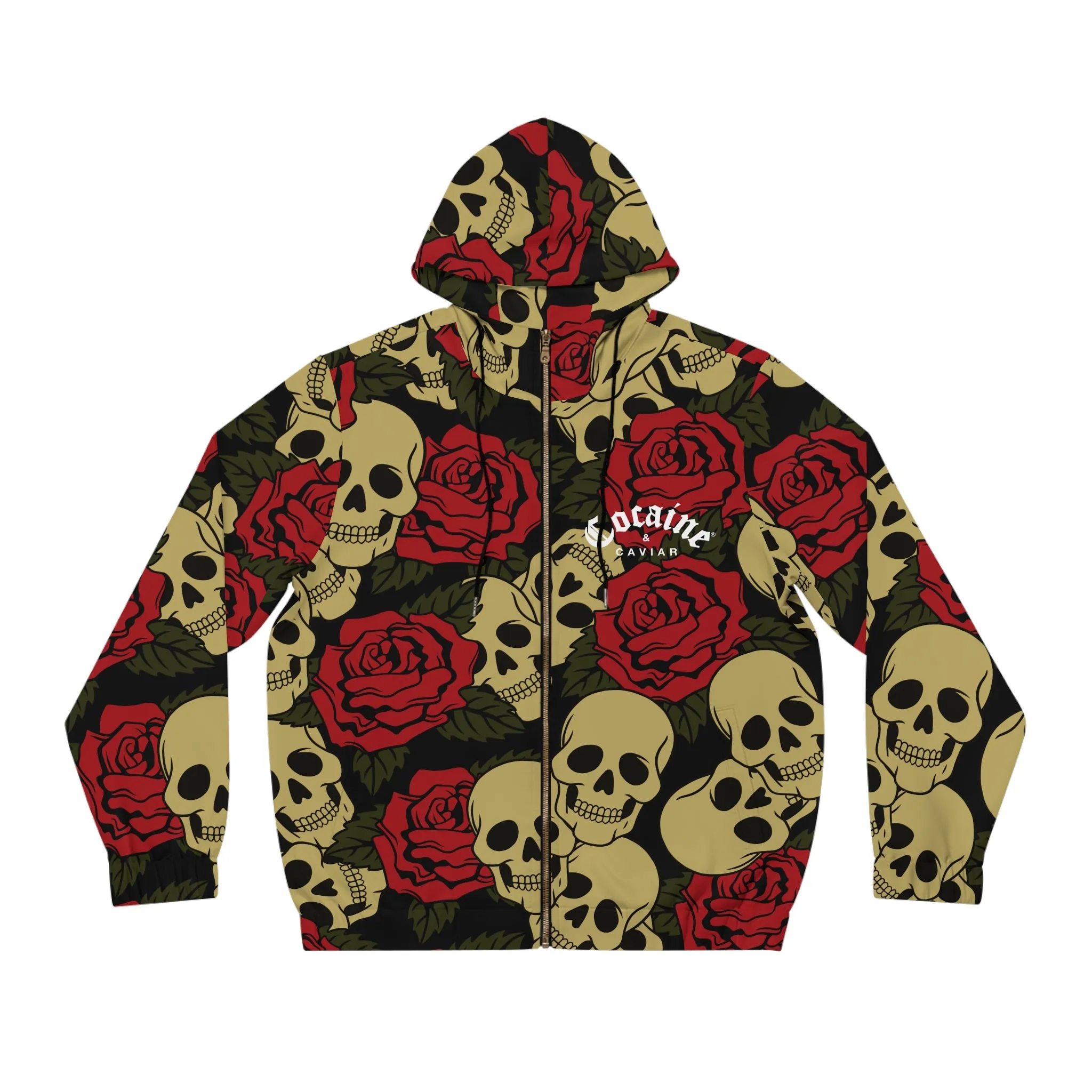 SKULL & ROSES ZIP UP HOODIE