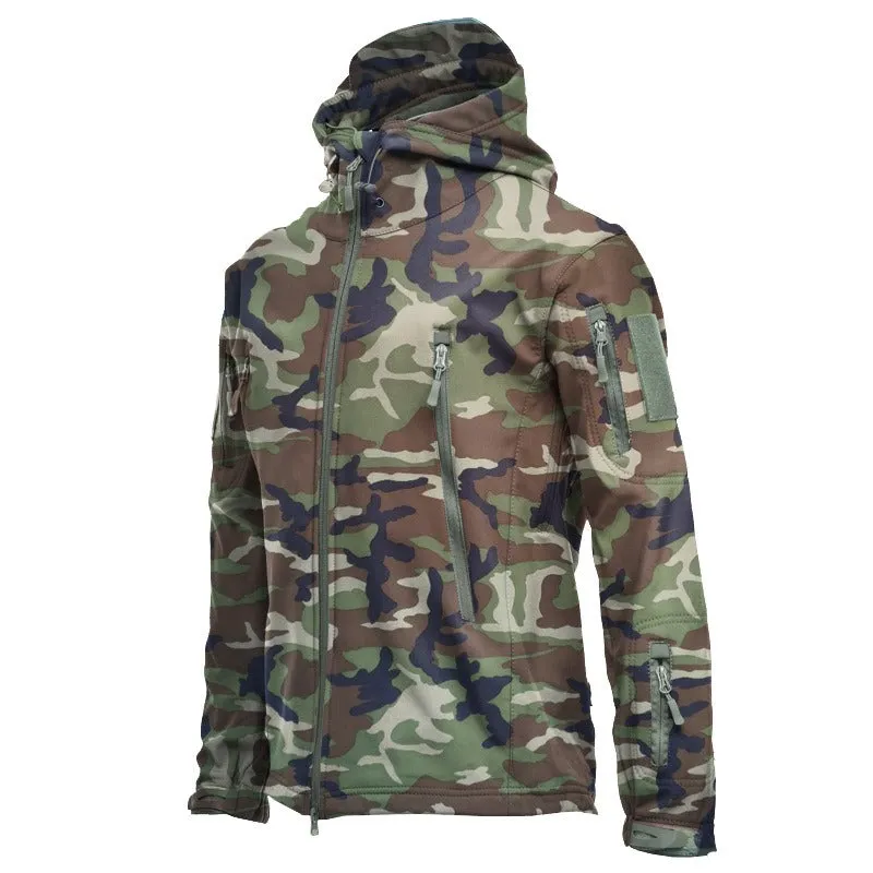 Solid Color or Camouflage Print Soft Shell Fleece Lined Male Windbreaker (8 colors)