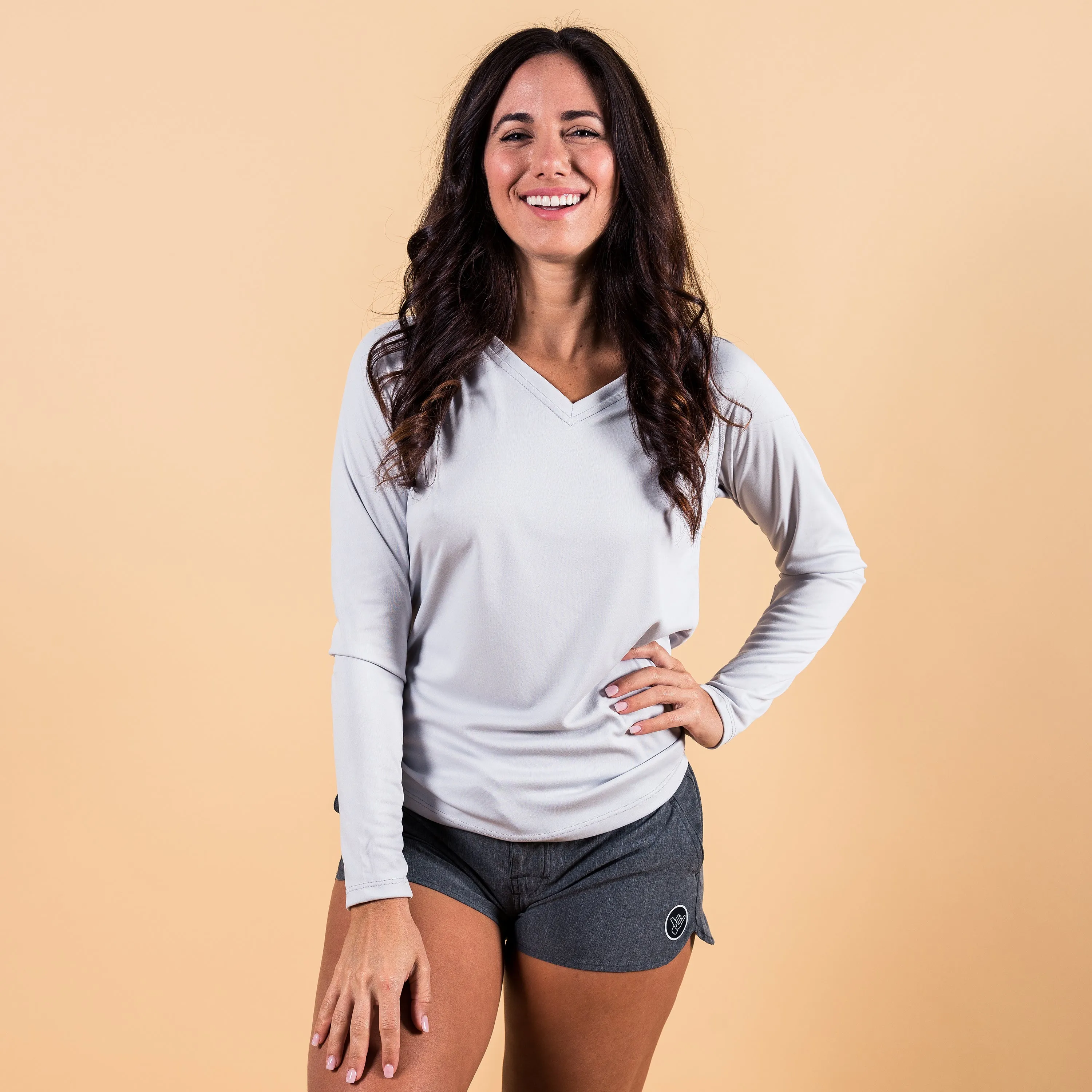 Totally Shaka V Neck Long Sleeve Performance Shirt