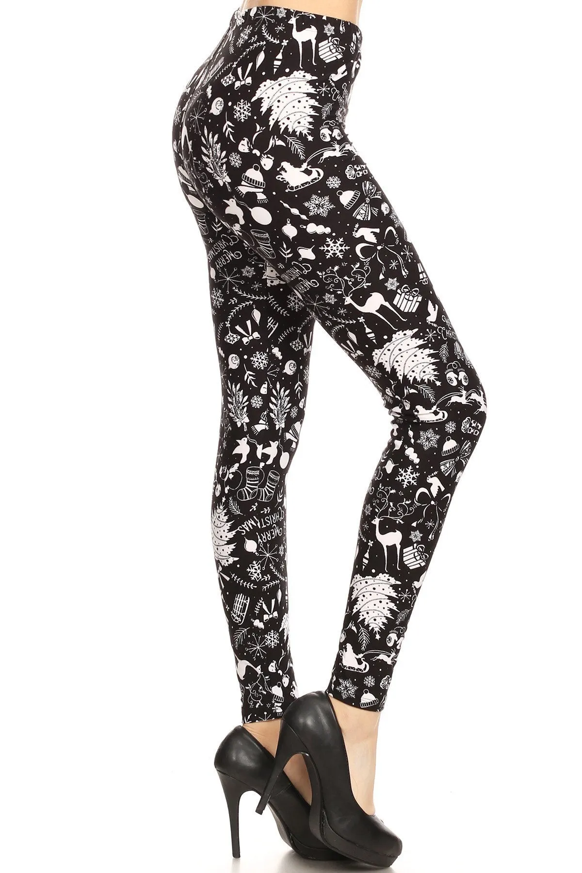 Women's Plus Litho Merry Christmas Pattern Printed Leggings